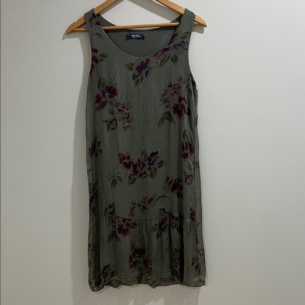 Guilia Women’s Silk Dress Small Made in Italy Floral Lined Wedding Summer Spring